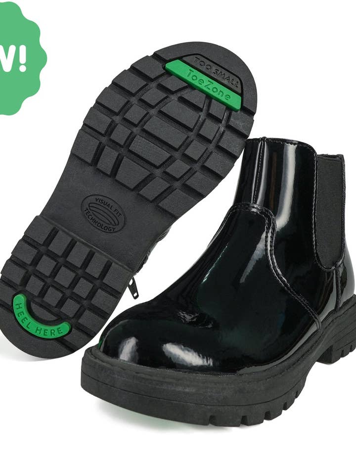 CARA - Sorte patenterede læderankelstøvler til piger for engroshandel hos ToeZone