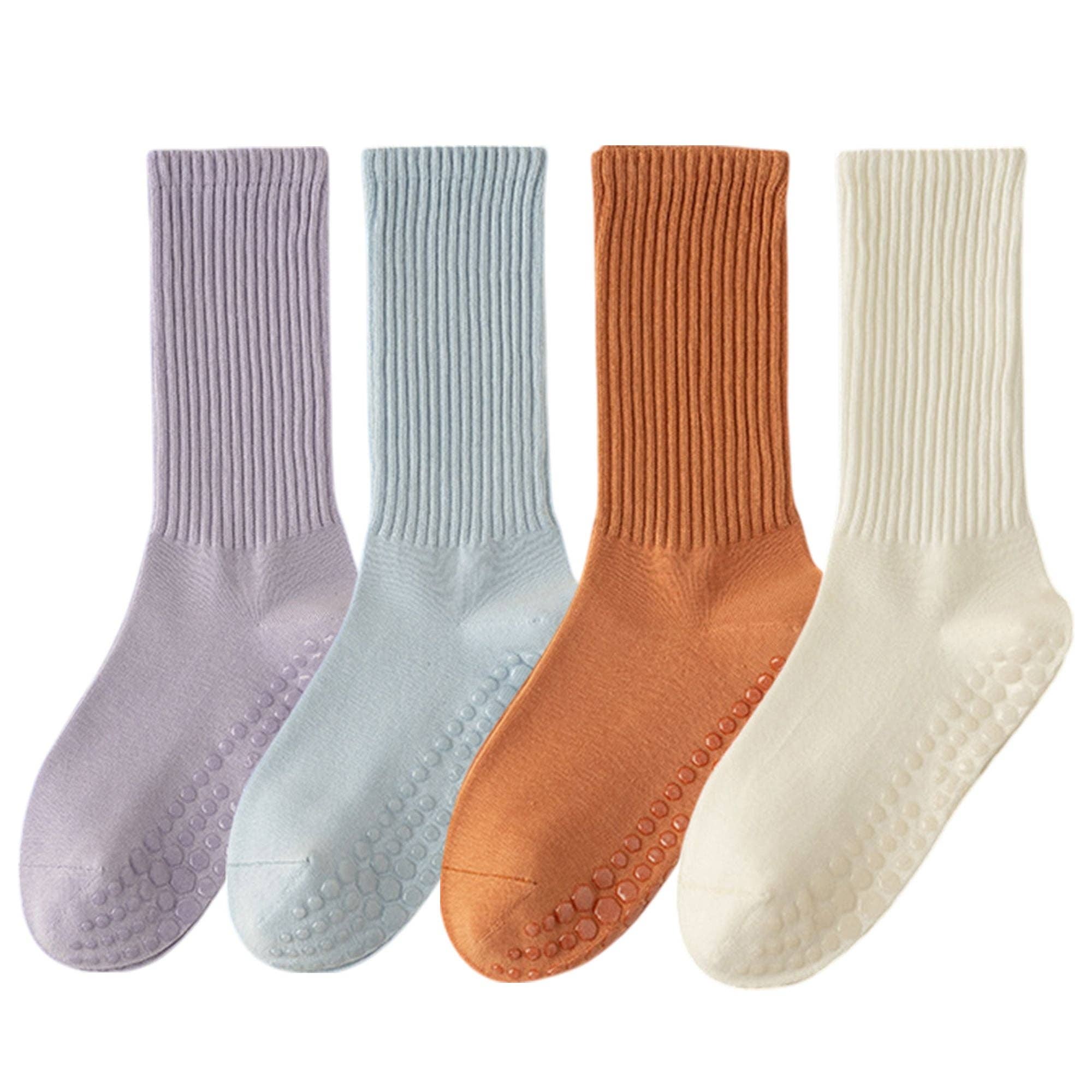 AK Brand - Wholesale Socks – Women's - 4-Pack Anti-Slip Yoga Socks with Grips Comfortable Ribbed De11