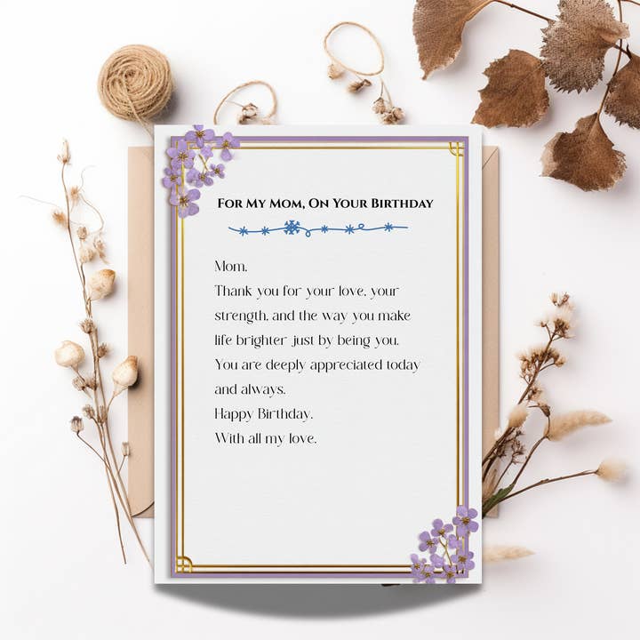 For My Mom On Your Birthday – Premium Keepsake Birthday Card for wholesale by The Hub - Inspired by Faith