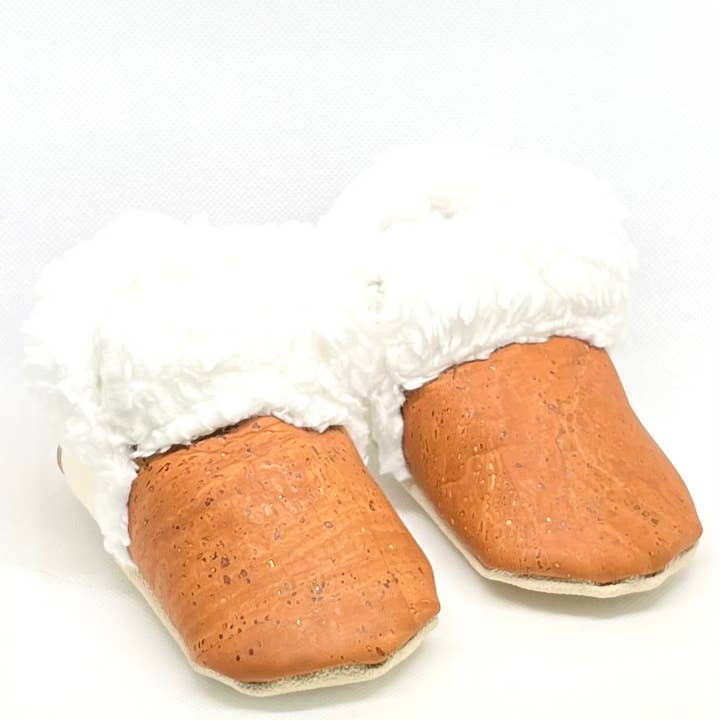 Faux-fur cork booties - cappuccino for wholesale by SoftSoul Footwear INC