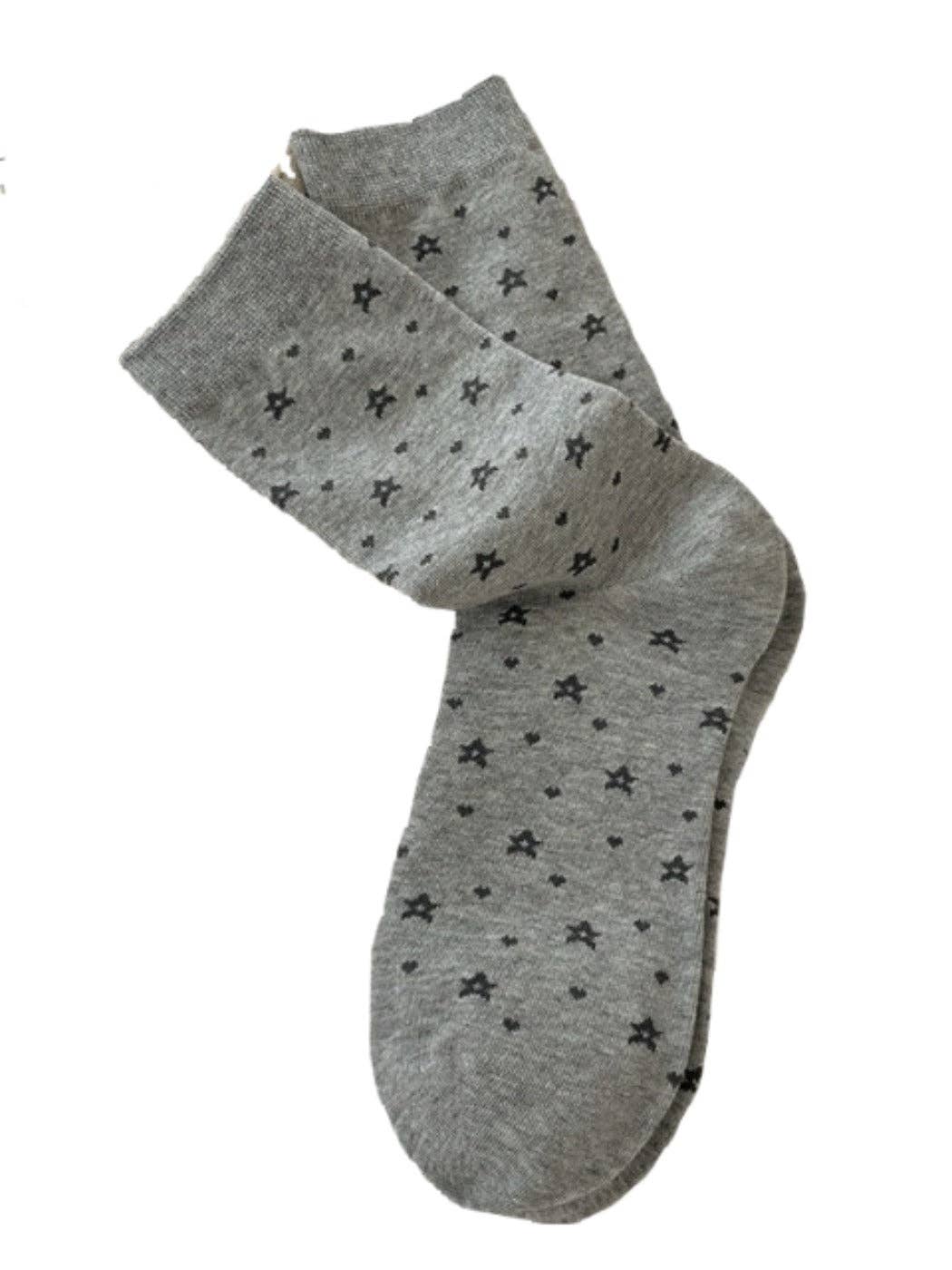 Funkyrel® Atzbranding Limited - Wholesale Socks - Women's - Rufia - Gray Floral Bow Mid-Calf Socks for Women3