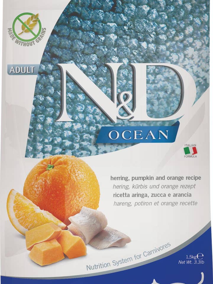 N&D Ocean Cat Sild med Græskar 1,5 kg. for engroshandel hos Finest Petfoods