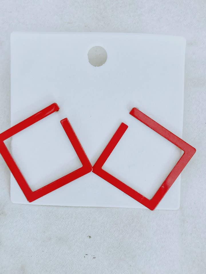 Red Geometric Hoop Earrings for wholesale by KLA Designs
