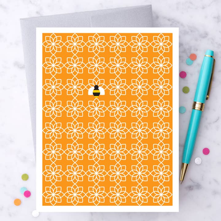 BE03 - Honeybee Notecard - Sunshine Orange for wholesale by Design With Heart