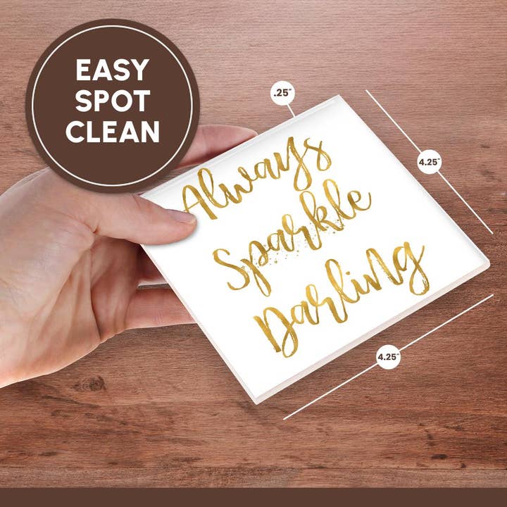 3dRose - Wholesale Coasters - 3dRose, Image of Gold Always Sparkle Darling Quote, Coaster6