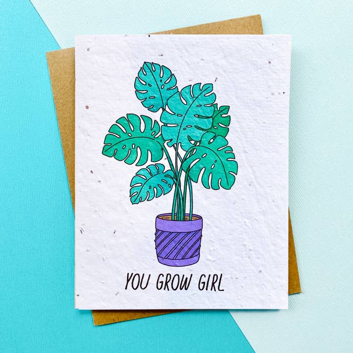 Top Hat and Monocle - Wholesale Encouragement card - You Grow Girl Plantable Seed Paper Encouragement Card1