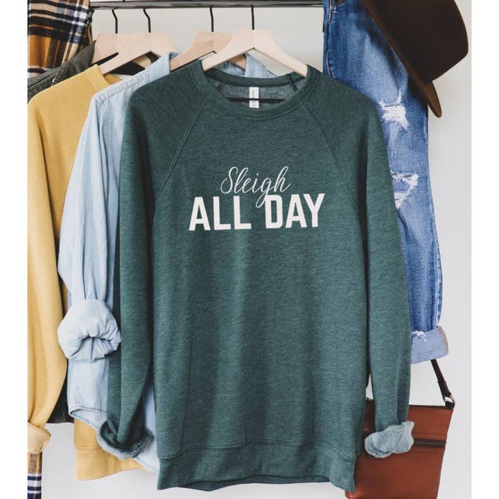 Pullover in pile unisex con grafica SLEIGH ALL DAY per la vendita all'ingrosso da parte di Shamaim