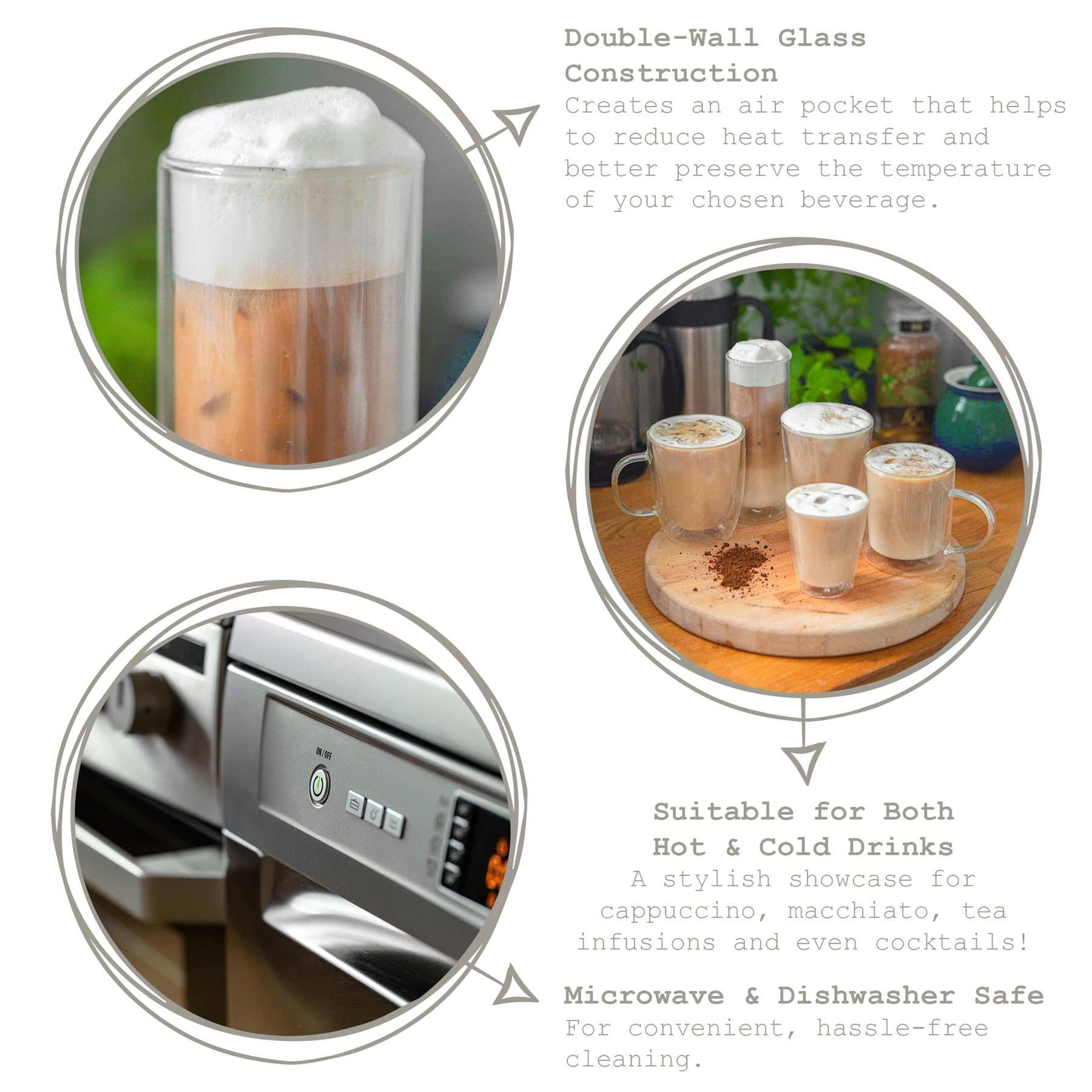 Rinkit Ltd - Vente Tasse à café - Tasse à café en verre double paroi 386 ml - Rink Drink4