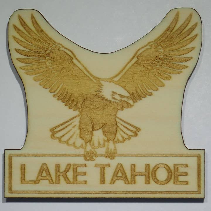 Bald eagle wood magnet - customizable for wholesale by River's Edge Gourmet Foods