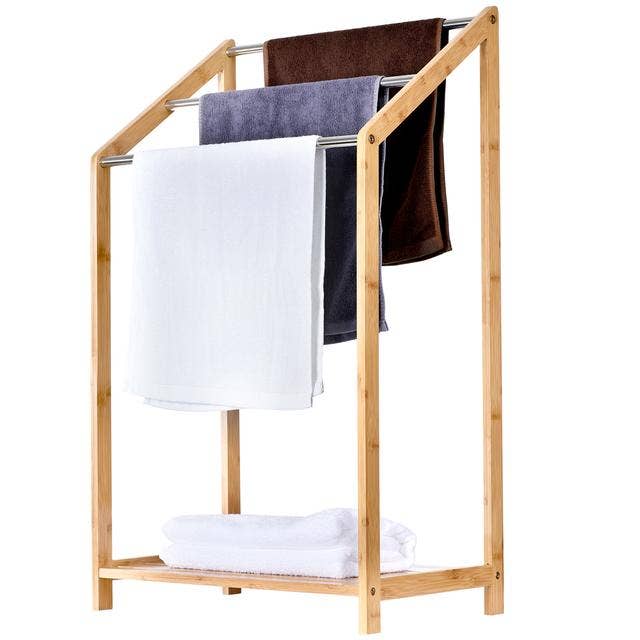 ToiletTree Products - Wholesale Drying Rack - 3-Tier Bamboo Rust-Proof Shirt Towel Bathroom Drying Rack1