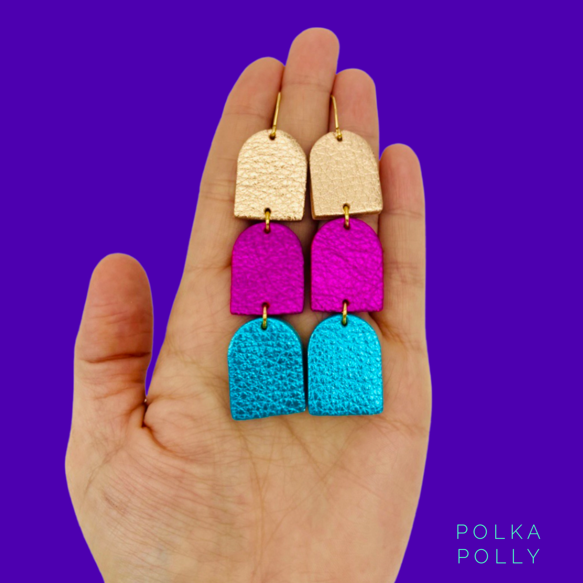 Polka Polly – Großhandel Ohrhänger – Scotch Multi - Roségold Pink Aqua1
