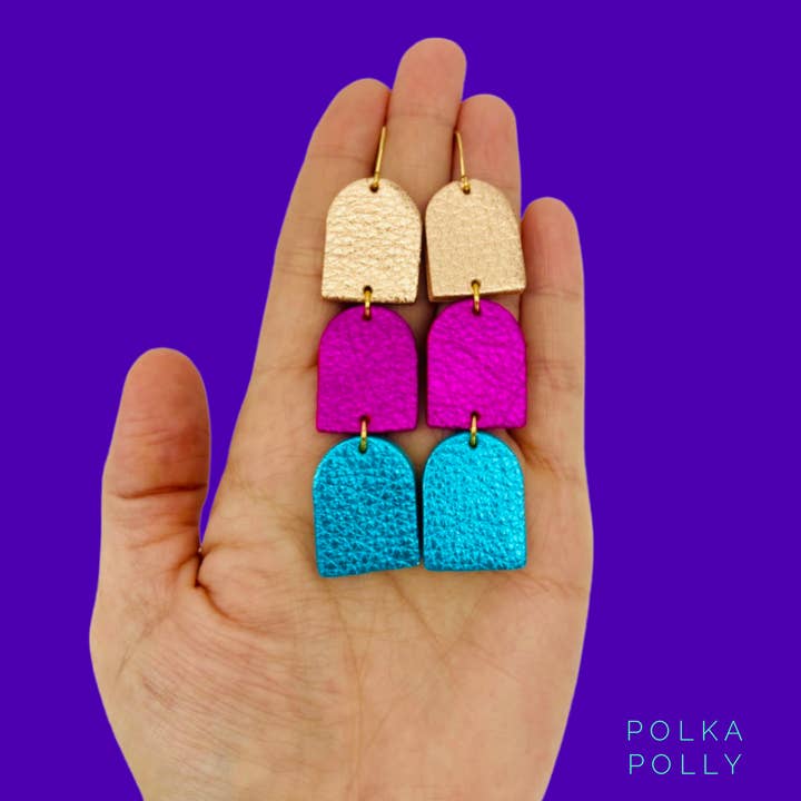 Polka Polly - Wholesale Dangle earrings - Scotch Multi - Rose Gold Pink Aqua1