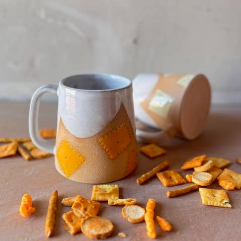 ROB Ceramics - Wholesale Coffee Mug - Cheez It Mug Handmade Ceramic