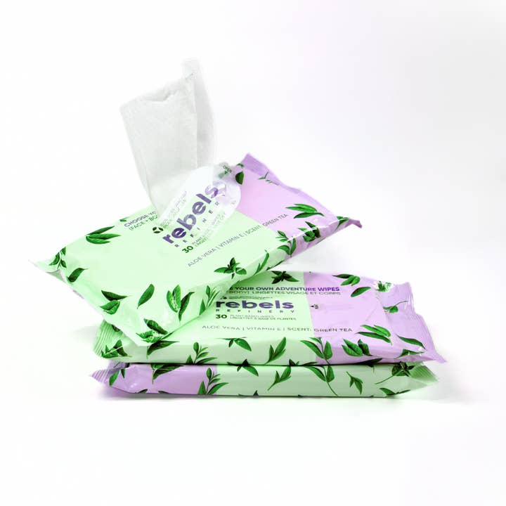 Face & Body Wipes BIODEGRADABLE for wholesale by Rebels Refinery