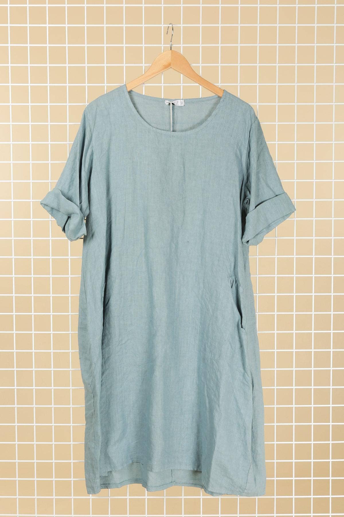 la maison des fibres naturelles - Wholesale Dress - Women's - Round neck dress in 100% linen 67618