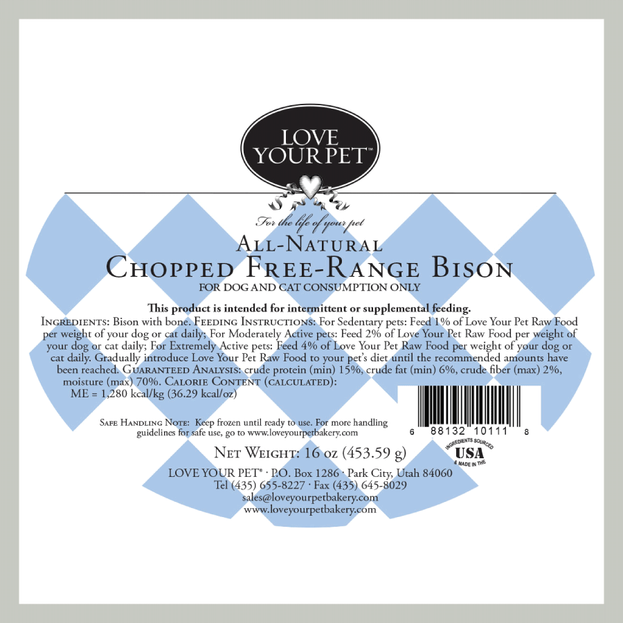 Love Your Pet Raw Foods - Wholesale Pet Food - Dog - Chopped Free-Range Bison3