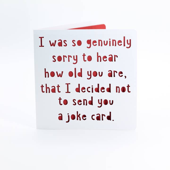 Joke Birthday Card, 5" Square, Acid-Free Cardstock for wholesale by Paradise Papercraft