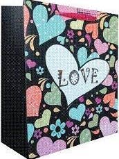 Hearts On Black Gift Bag 07388 for wholesale by Carol Wilson Fine Arts Inc./For Arts Sake