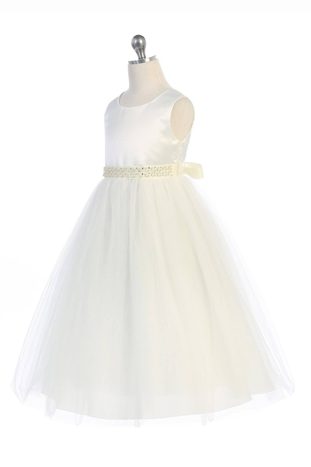Kid's Dream - Wholesale Dress - Kids - Pearl Rhinestone Satin & Tulle Girls Dress2