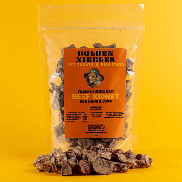 Beef Kidney - 3oz Bag - Freeze-Dried Treat for Dogs & Cats for wholesale by Golden Nibbles