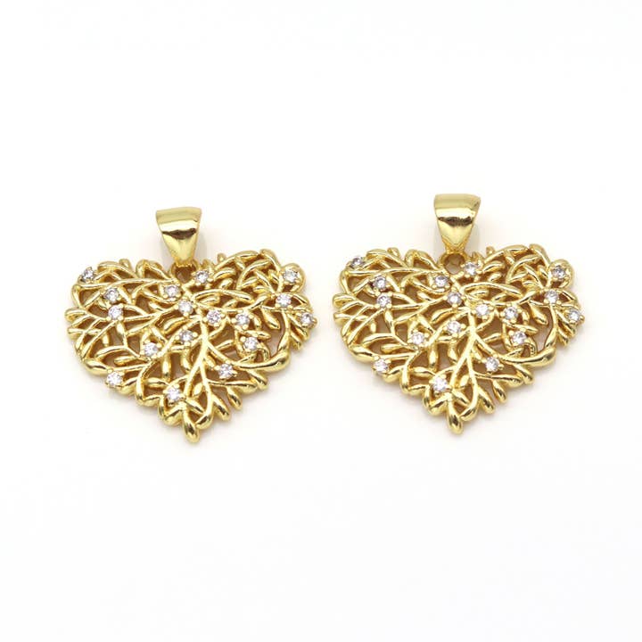 CZ Tree of life Heart, sku# LK534 for wholesale by BestBeads&Beyond