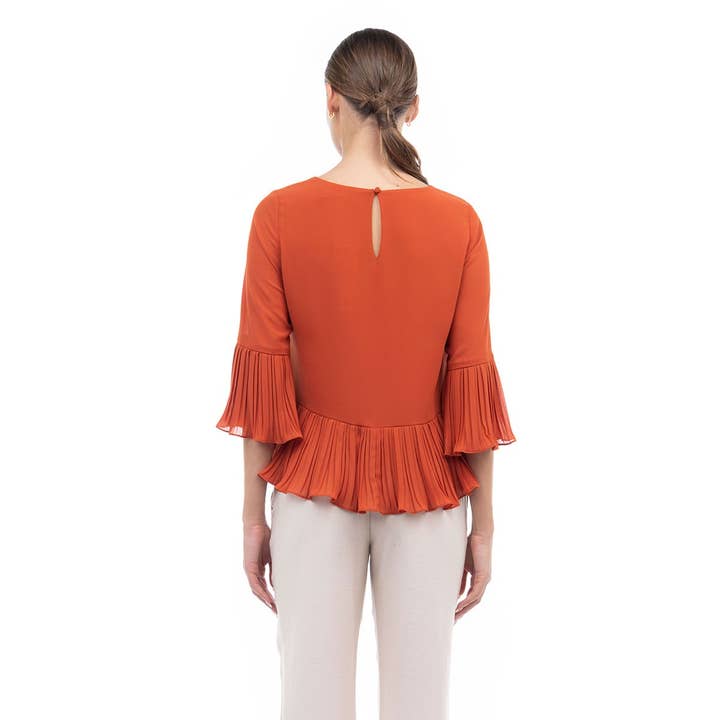 Naked Zebra – Engroshandel Bluse - Dame – Bluse med 3/4 ærmer og plisseringer2