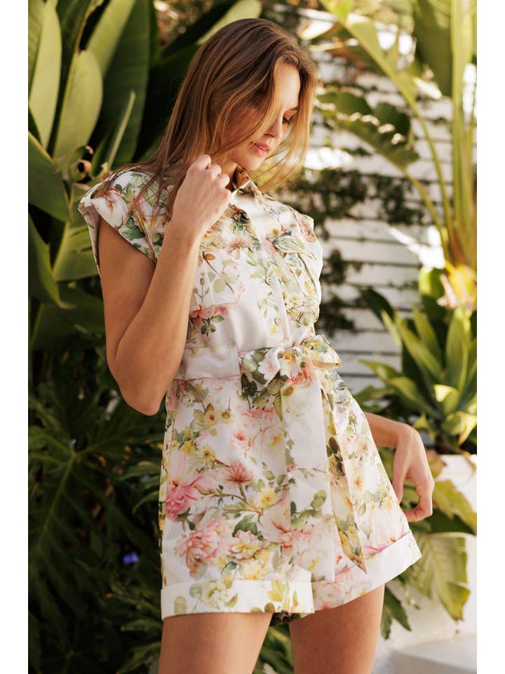 Endless Blu - Wholesale Romper - Women's - Floral Cotton Romper