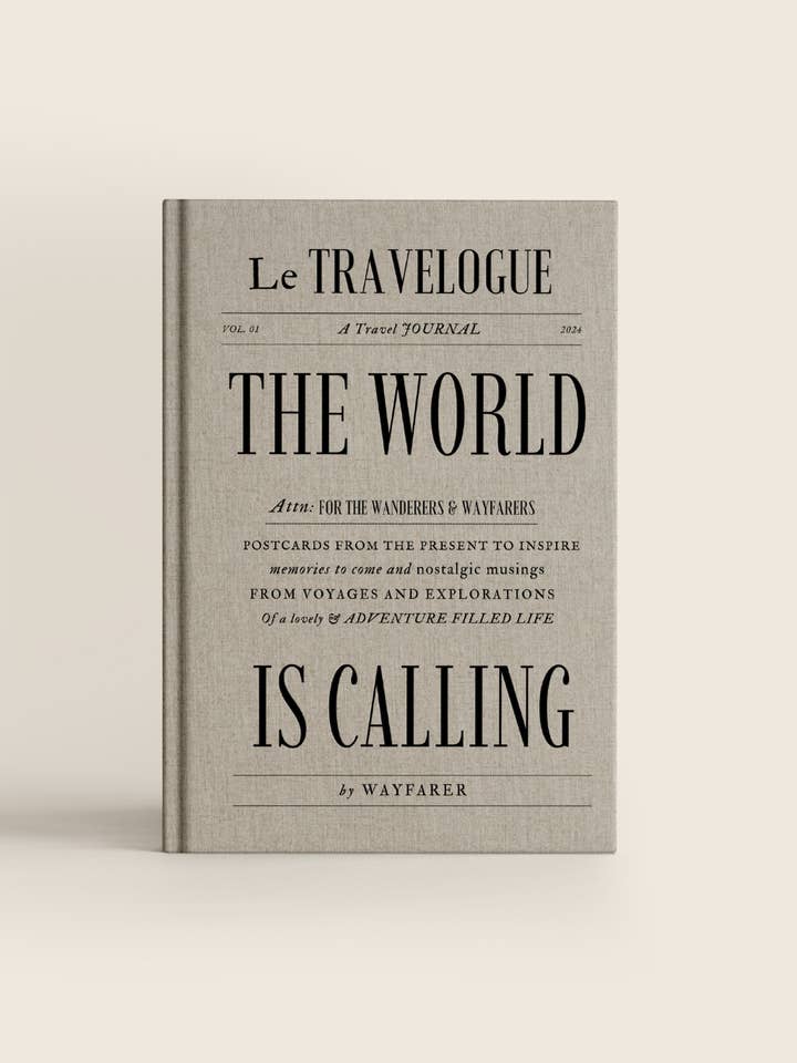 The World Is Calling: A Travel Journal | Linen Notebook for wholesale by Wayfarer