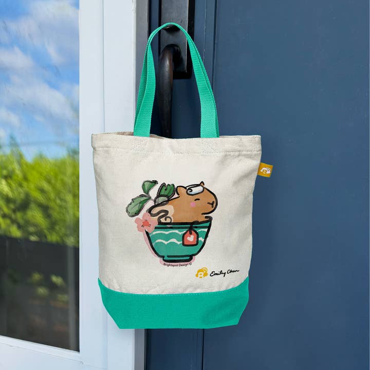 Brightspot Design - Wholesale Tote Bag - Women's - Capybara Cup Mini Canvas Tote Bag0