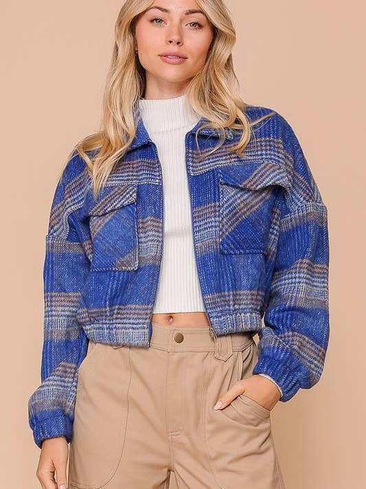 Fall Vibes Plaid Print Jacket for wholesale by Lemon Tree