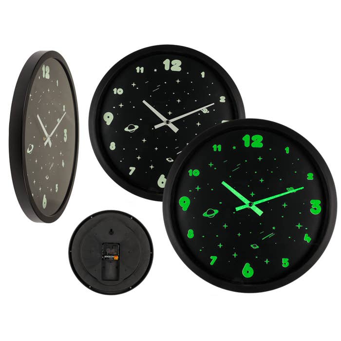 Reloj de pared, Space, brilla en la oscuridad, para venta al por mayor de Out of the blue KG