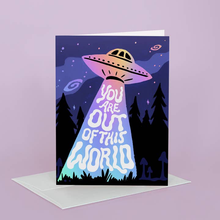 Idlewild Co. - Wholesale Love Card - Spaceship Greeting Card, Holographic Foil