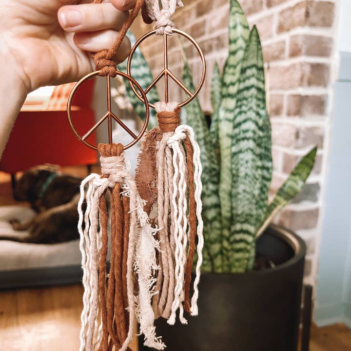 Offhand Fibers - Wholesale Car Decorative Charm - Unisex - Neutral Peace Sign Car Charm | Boho Gifts7