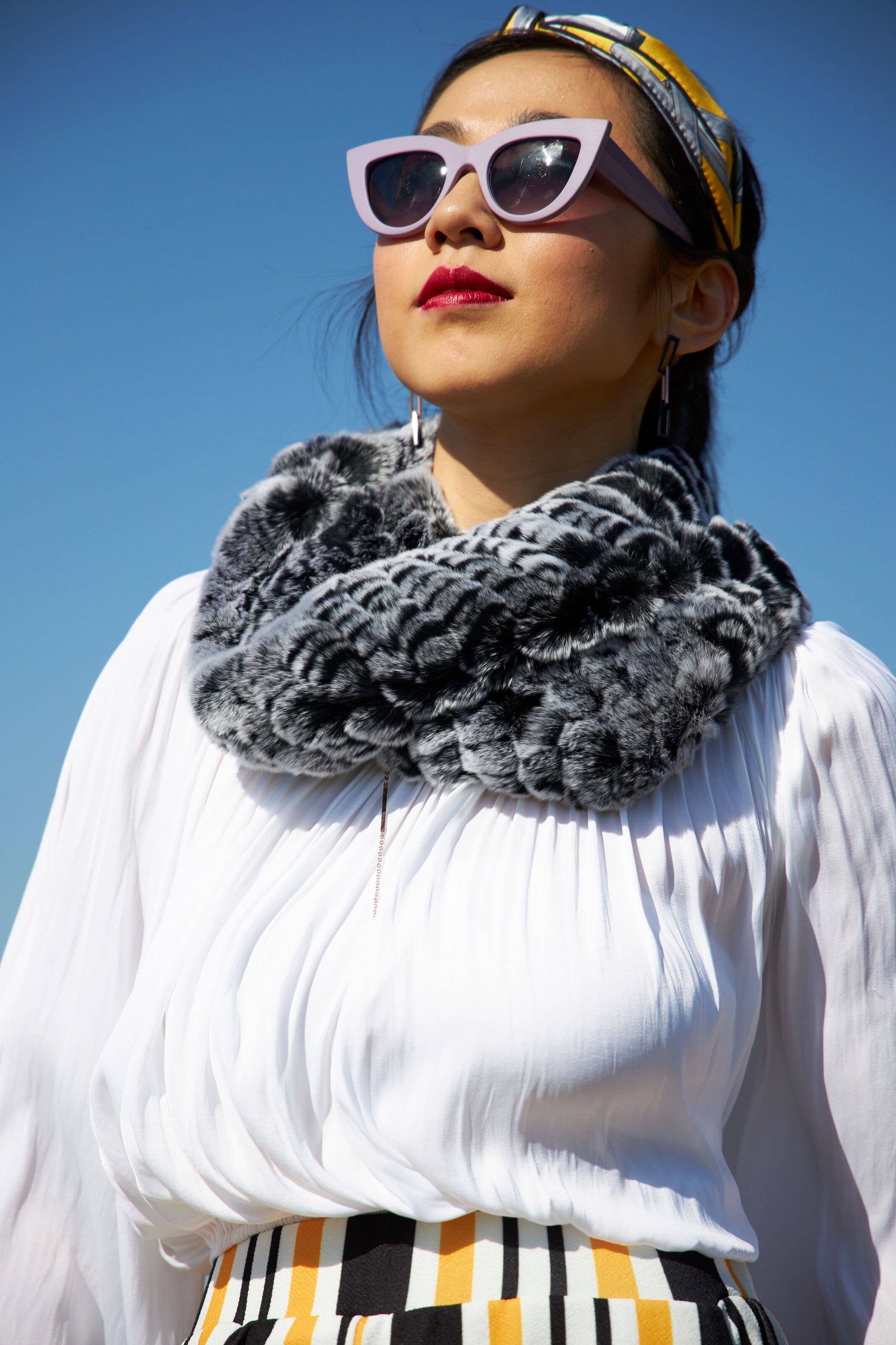 Opulence Fluff - Wholesale Scarf - Women's - Griselle Shrug/ Cape/ Scarf - Multi black and silver2