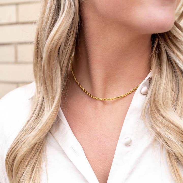 Spiffy & Splendid - Venta al por mayor Collares de cadenas y eslabones - Cadena tipo cuerda dorada de lujo, 18 pulgadas19