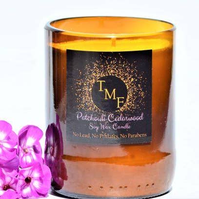 Bougie en cire de soja au patchouli et au cèdre | Bougie de 14 onces pour la vente par Black Oak Soap Company