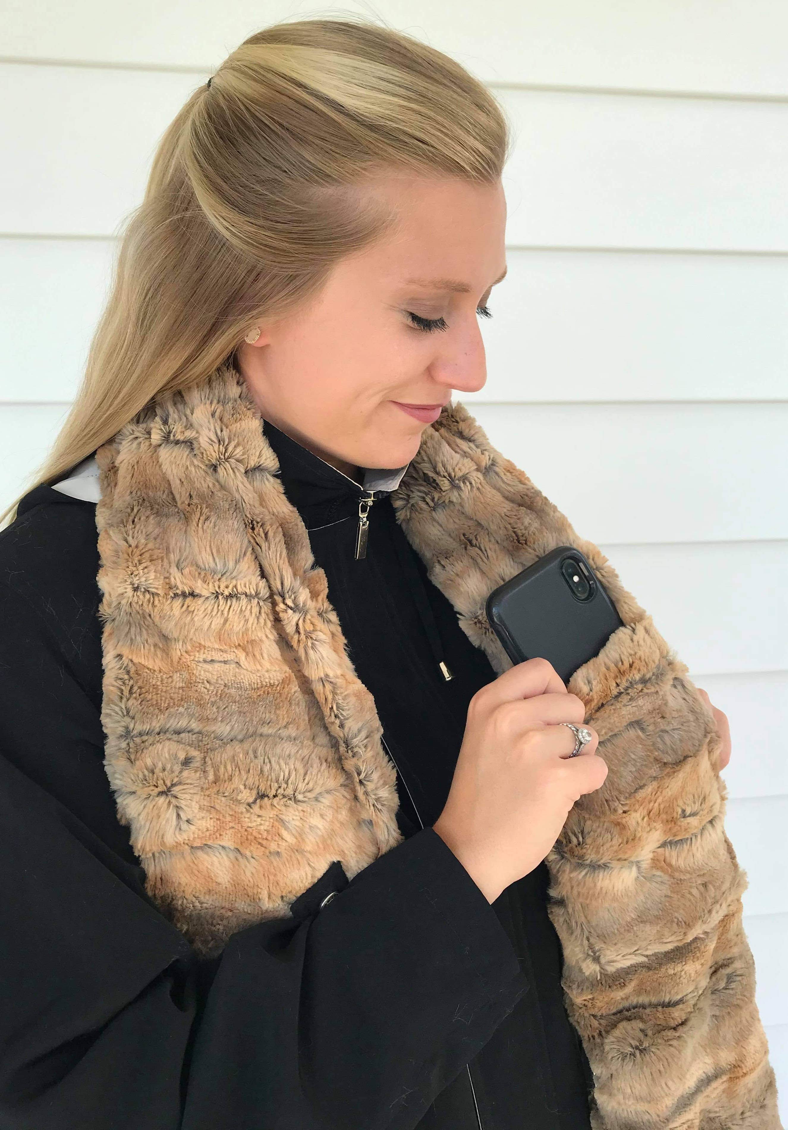 Duke Imports - Wholesale Scarf - Women's - "Cedar Bark" Faux Fur Pocket Scarf1
