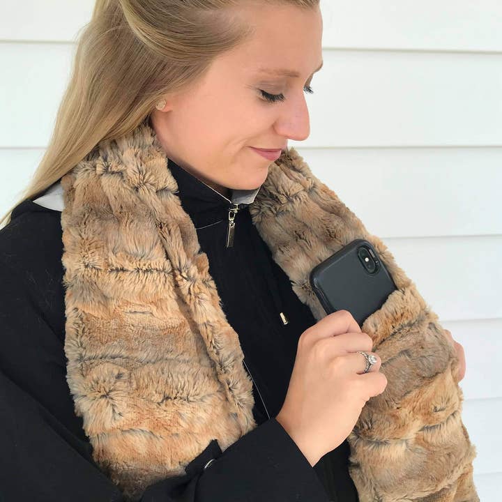 Duke Imports - Wholesale Scarf - Women's - "Cedar Bark" Faux Fur Pocket Scarf1
