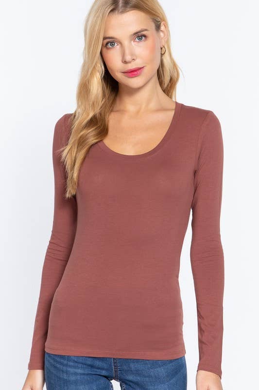 Active Basic | Active USA - Wholesale Knit Top - Women's - Long Sleeve Scoop Neck Top61