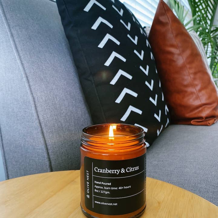 OLIVE NEST - Wholesale Jar/Filled Candle - Cranberry and Citrus Soy Blend Wood Wick Candle2