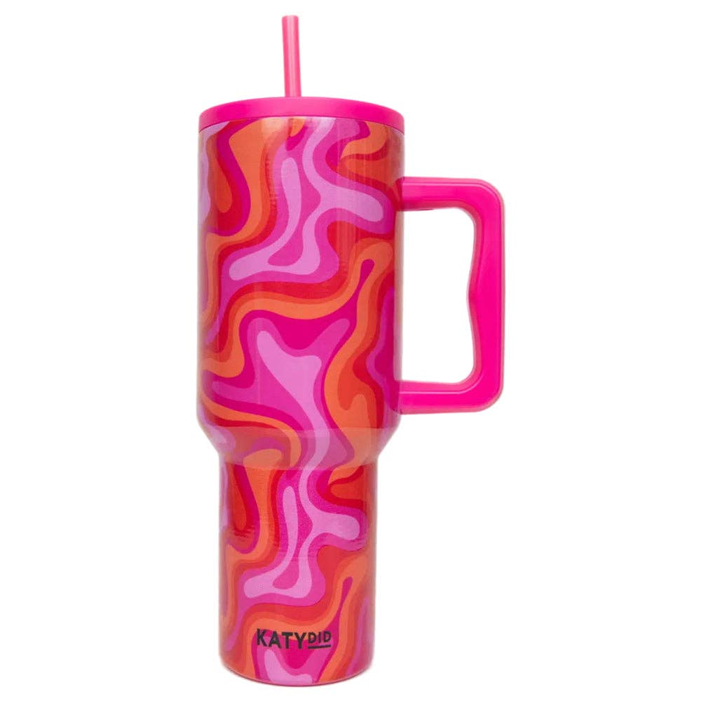 Hot Pink Retro Swirl Stainless Steel Tumbler for wholesale on Faire2
