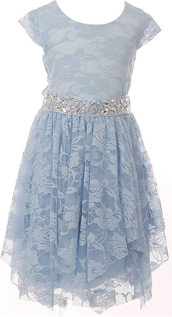 iGirlDress - Wholesale Dress - Kids - Girls Floral Lace Dress with Cubic Belt, Holiday Size 2-146