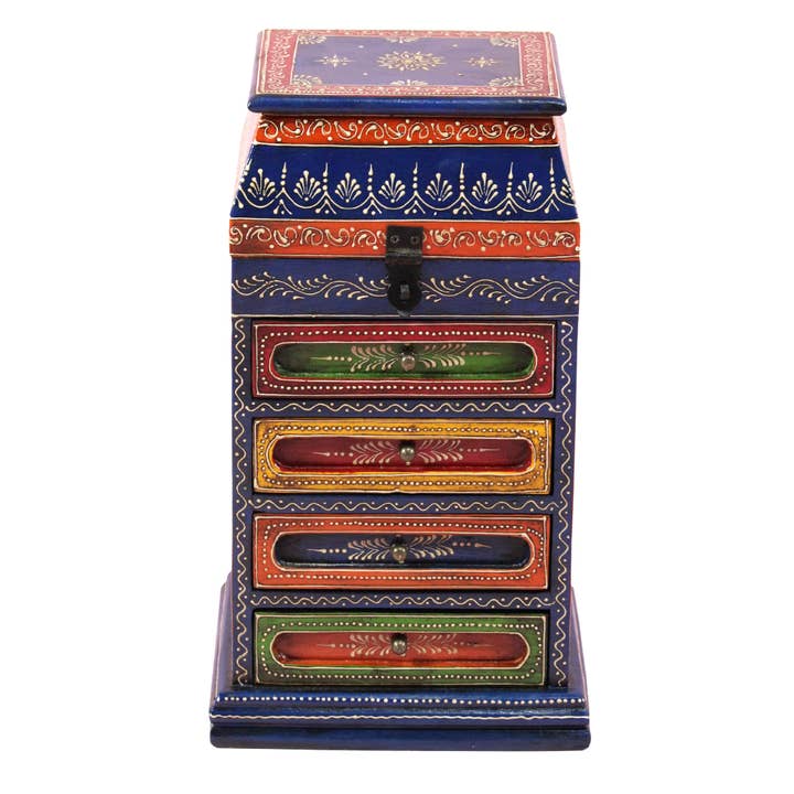 Hand-Painted Wooden Desk Drawer with Intricate Design for wholesale by VIRATRA ART DECOR