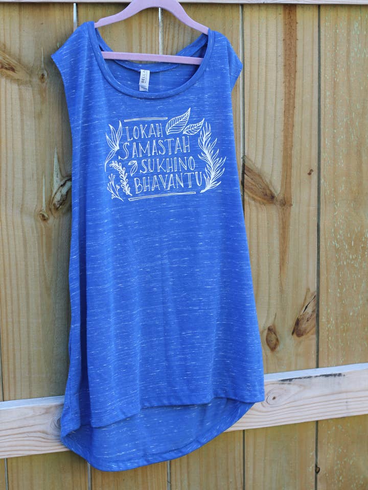 Lokah Samastah Sukhino Bhvanatu Muscle Tank for wholesale by Violet Lotus