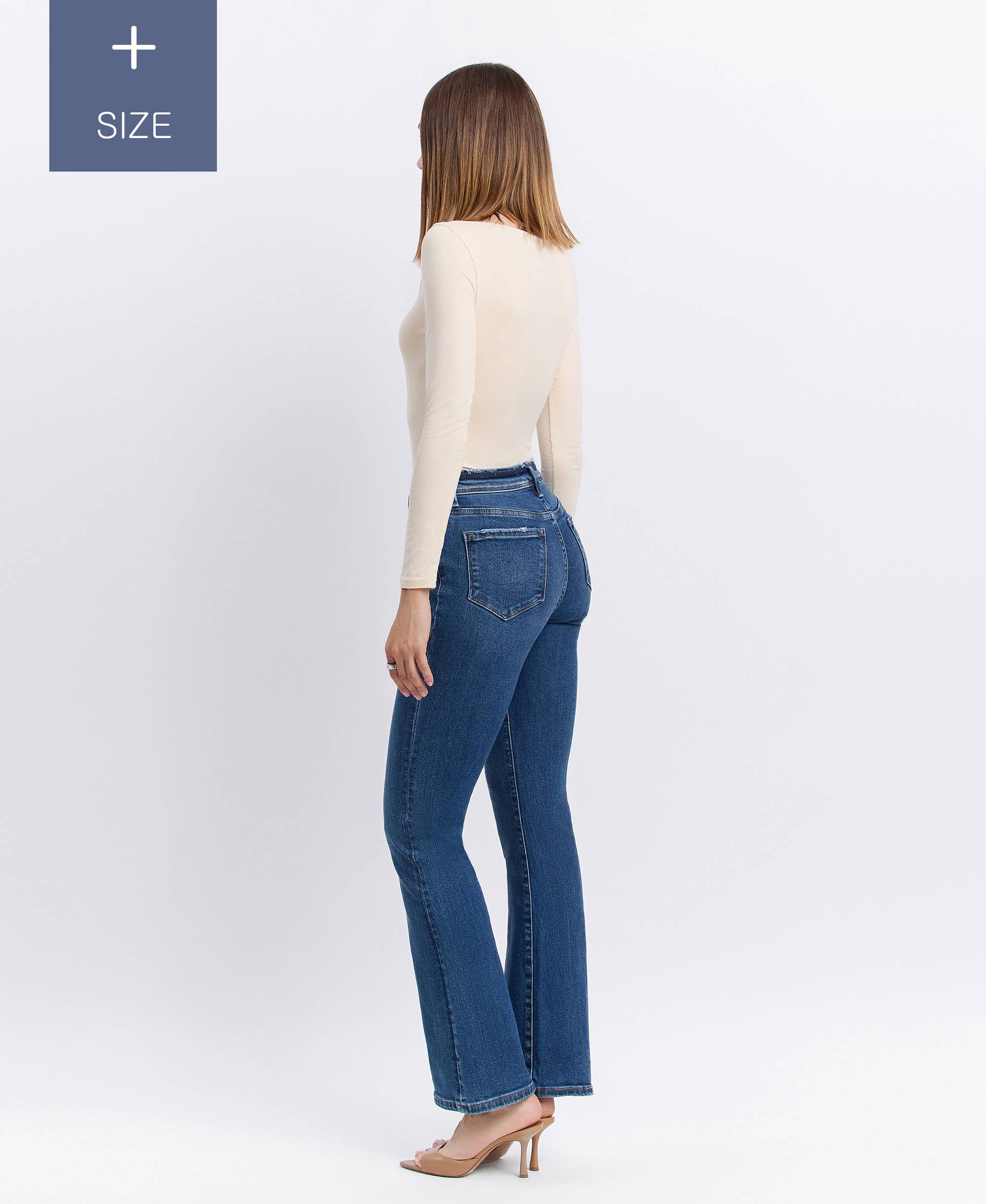 AMETHYST PLUS MID RISE SEAMLESS WAISTBAND BOOTCUT JEANS T6105-P for wholesale on Faire7