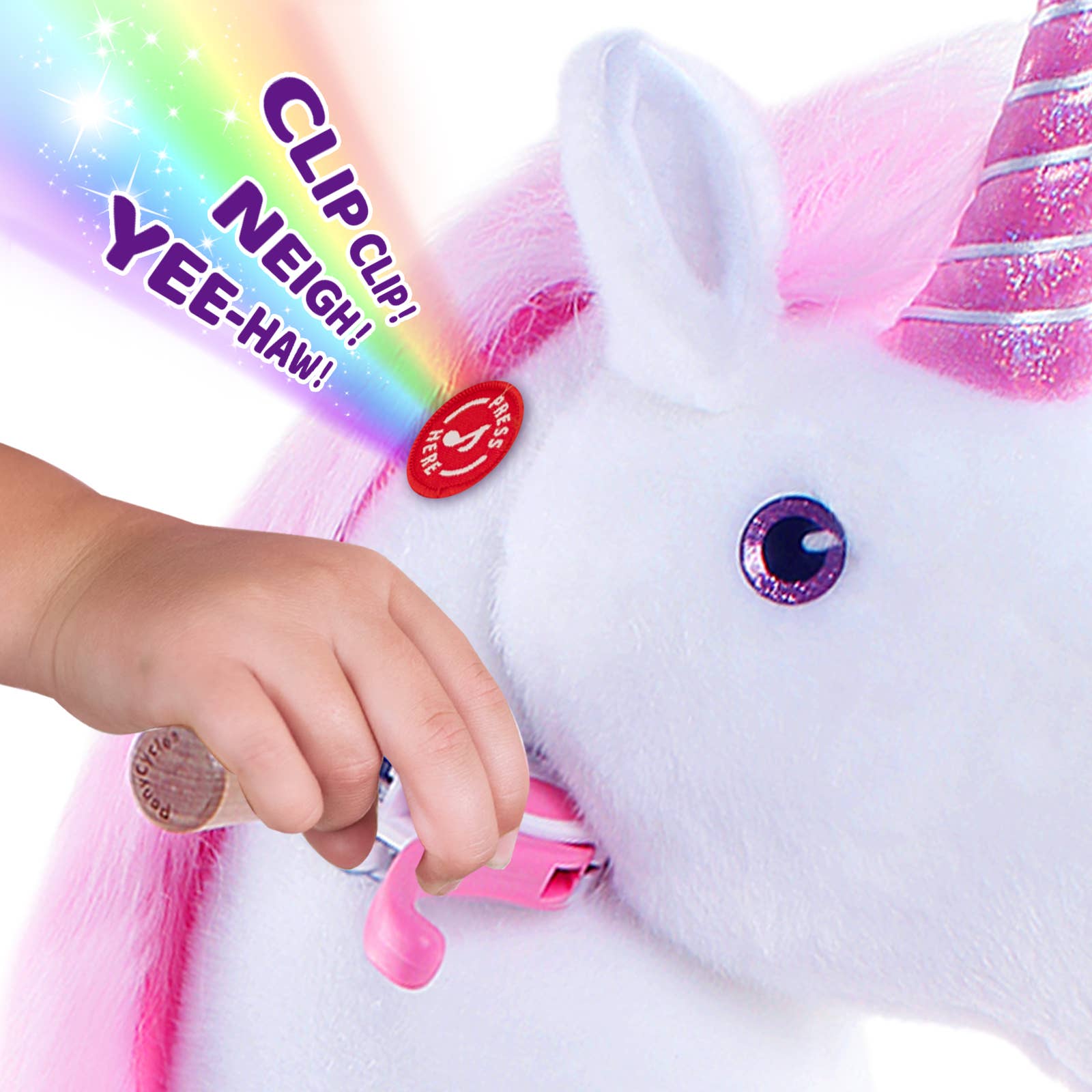 PonyCycle - Vente Cheval à bascule – enfant - PonyCycle Cheval à Bascule Licorne Rose | Jouet à Bascule en Peluche2