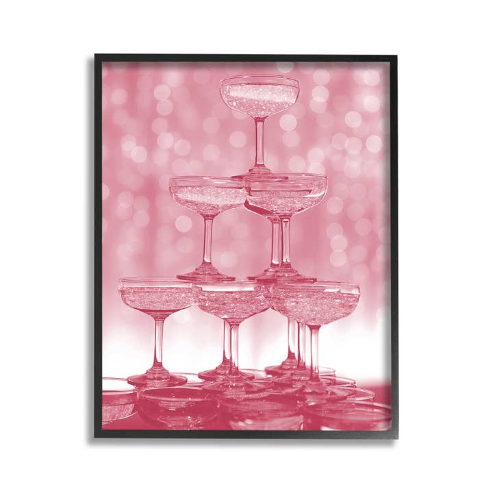 Stupell Industries – wholesale Wall decor – Kids & Baby – Pink Stacked Glasses Framed