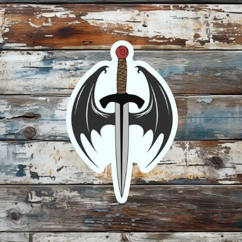 Pegatina de vinilo troquelada Dragón Daga de la 4.ª Ala para venta al por mayor de Prairie Chicken Sticker Shop & Gifts