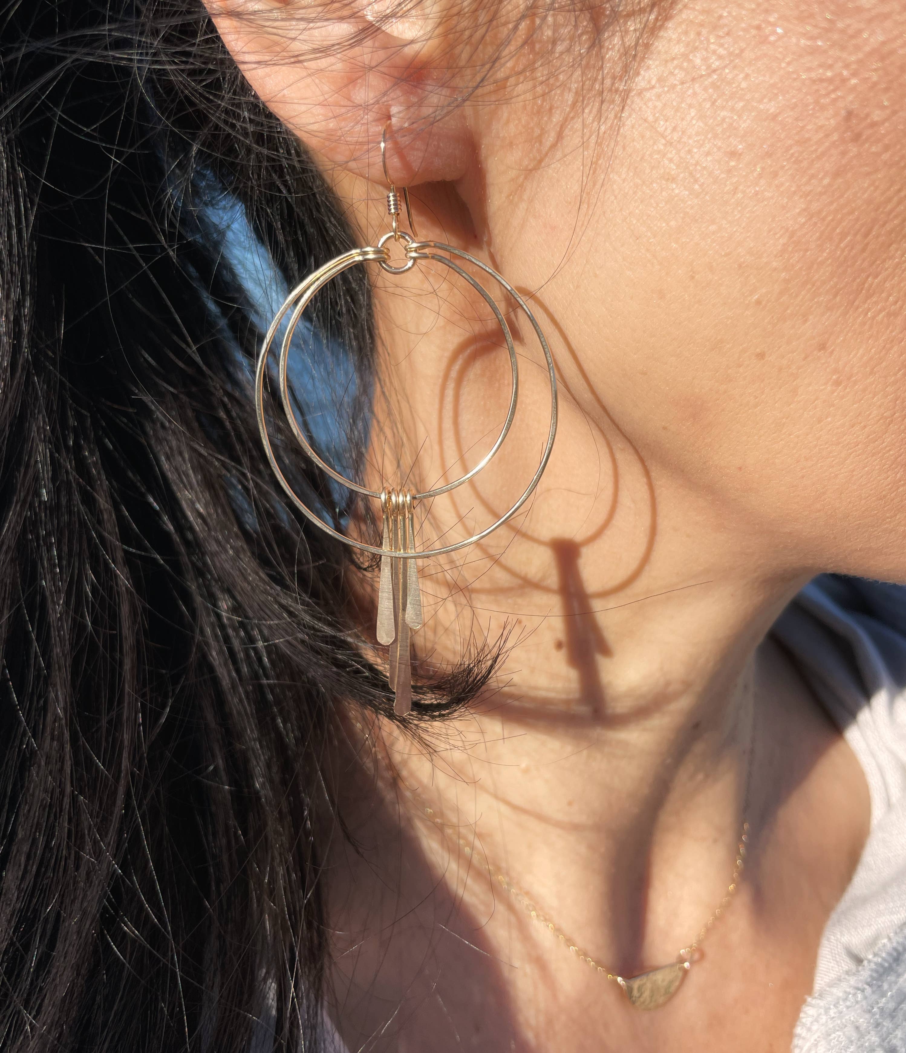 Quinn Sharp Handmade - Wholesale Hoop Earrings - Double Circle Hoop Metal Fringe | 14kt Gold Filled, Sterling6
