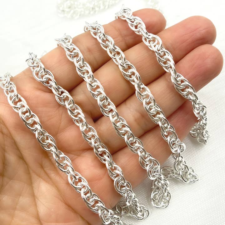 Y104SS. 925 Sterling Silver Hollow Rope Chain for wholesale by Jewels & Chains